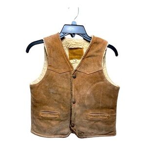 Vintage Children’s Fleece Lined Suede Western Snap Front Vest